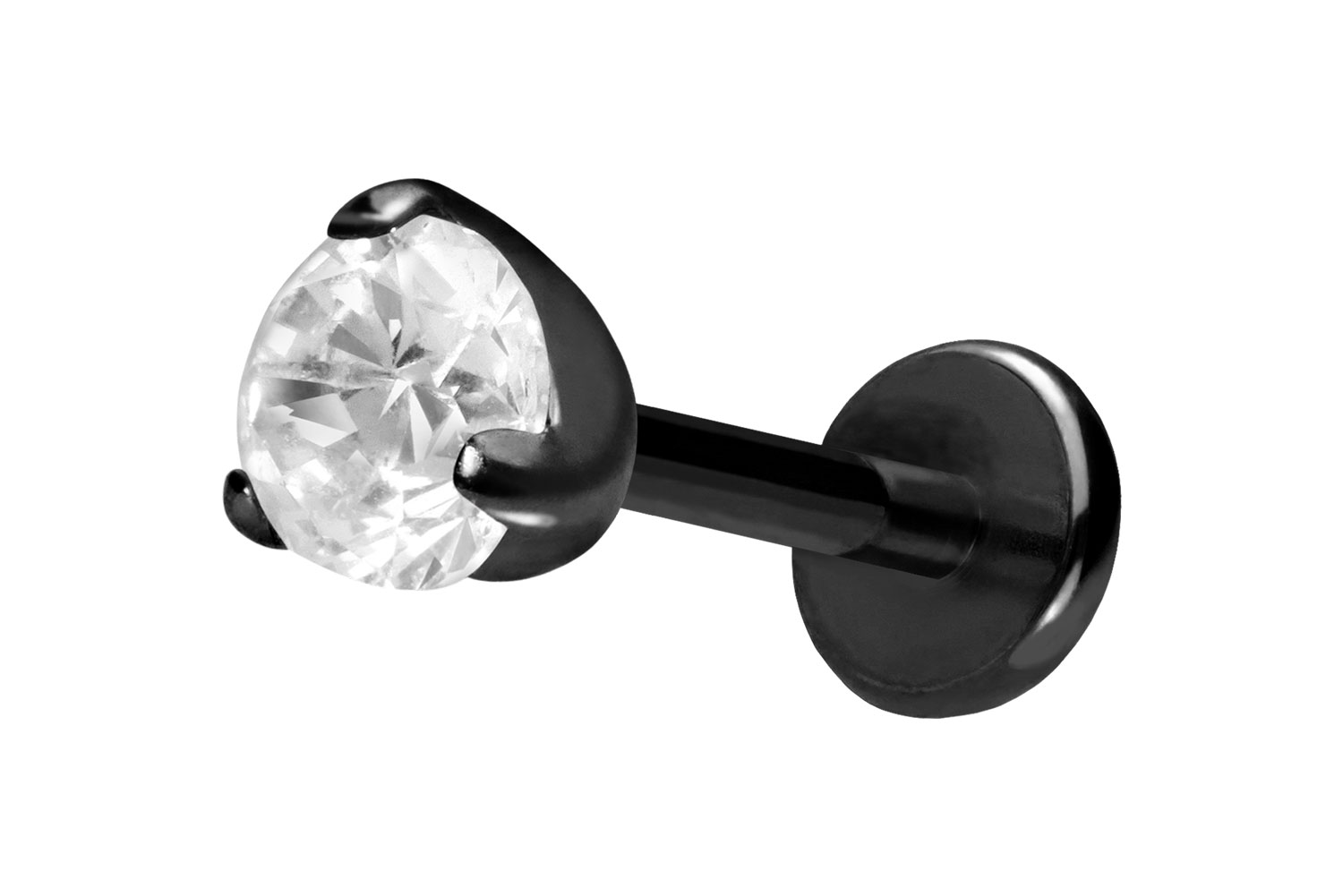 Titan Labret Piercing mit Push Fit EINGEFASSTER KRISTALL